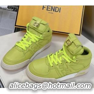 Stylish Fendi Match High Top Sneakers with Pocket in Acid Green Nylon 122844