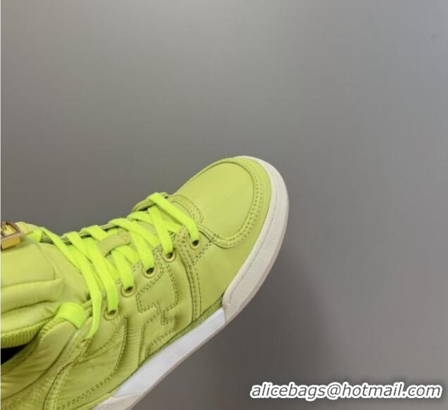 Stylish Fendi Match High Top Sneakers with Pocket in Acid Green Nylon 122844