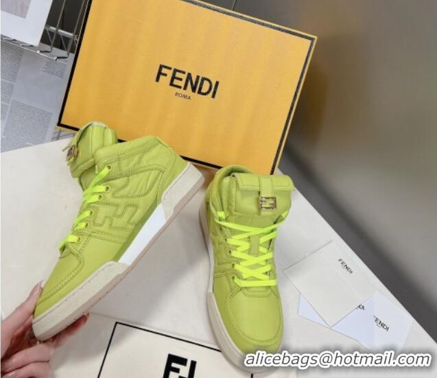 Stylish Fendi Match High Top Sneakers with Pocket in Acid Green Nylon 122844