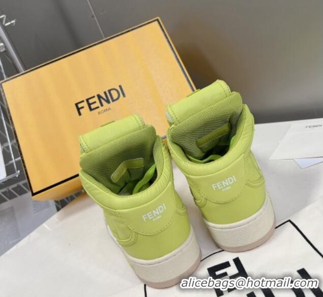 Stylish Fendi Match High Top Sneakers with Pocket in Acid Green Nylon 122844