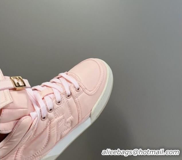 Popular Style Fendi Match High Top Sneakers with Pocket in Light Pink Nylon 122846