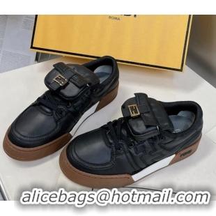 Good Quality Fendi Match Low Top Sneakers with Pocket in Black Nylon 122848