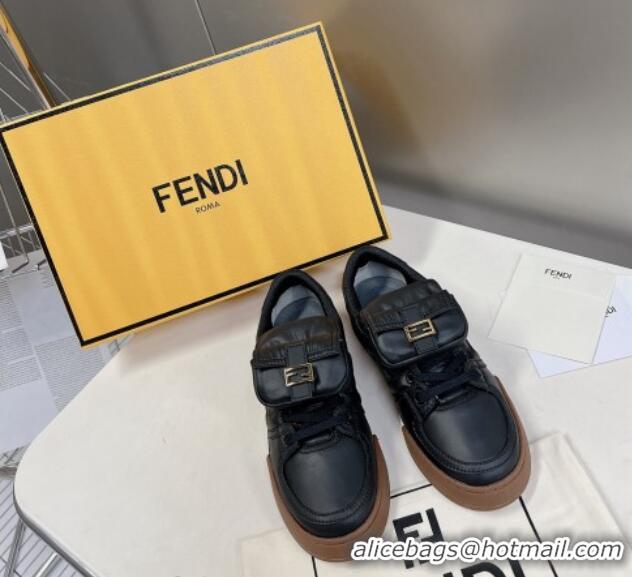 Good Quality Fendi Match Low Top Sneakers with Pocket in Black Nylon 122848