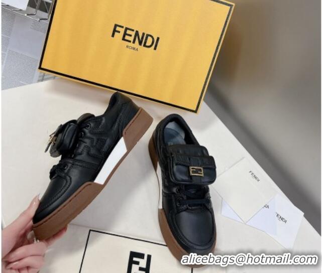 Good Quality Fendi Match Low Top Sneakers with Pocket in Black Nylon 122848