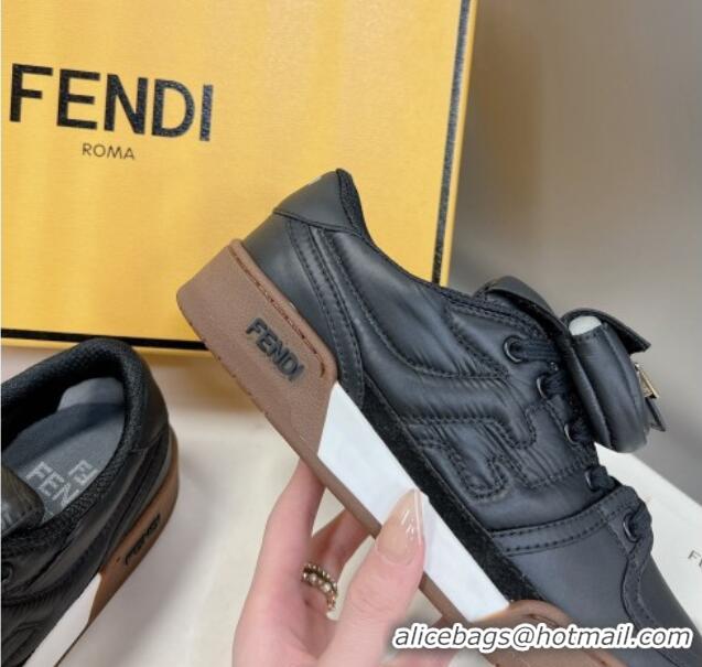 Good Quality Fendi Match Low Top Sneakers with Pocket in Black Nylon 122848