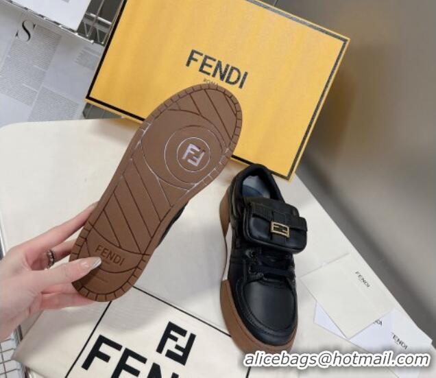 Good Quality Fendi Match Low Top Sneakers with Pocket in Black Nylon 122848