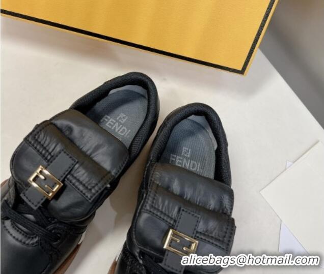 Good Quality Fendi Match Low Top Sneakers with Pocket in Black Nylon 122848