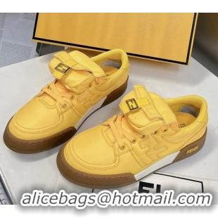 Stylish Fendi Match Low Top Sneakers with Pocket in Yellow Nylon 122849