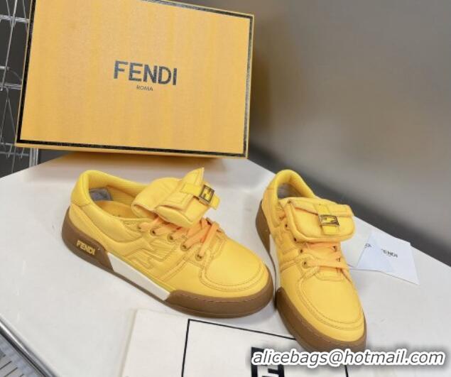 Stylish Fendi Match Low Top Sneakers with Pocket in Yellow Nylon 122849