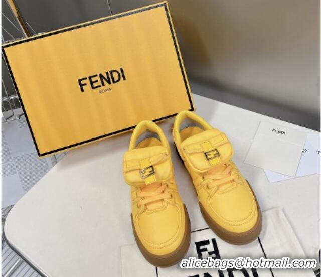 Stylish Fendi Match Low Top Sneakers with Pocket in Yellow Nylon 122849