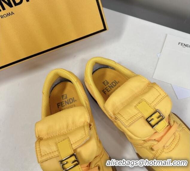 Stylish Fendi Match Low Top Sneakers with Pocket in Yellow Nylon 122849