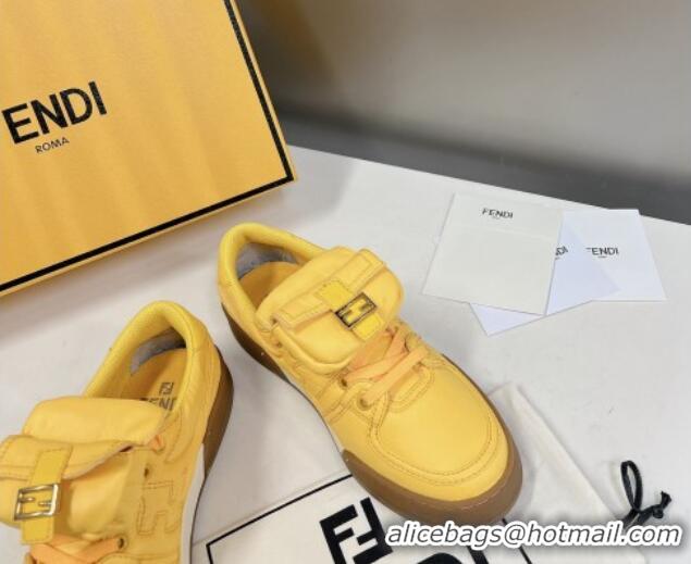 Stylish Fendi Match Low Top Sneakers with Pocket in Yellow Nylon 122849