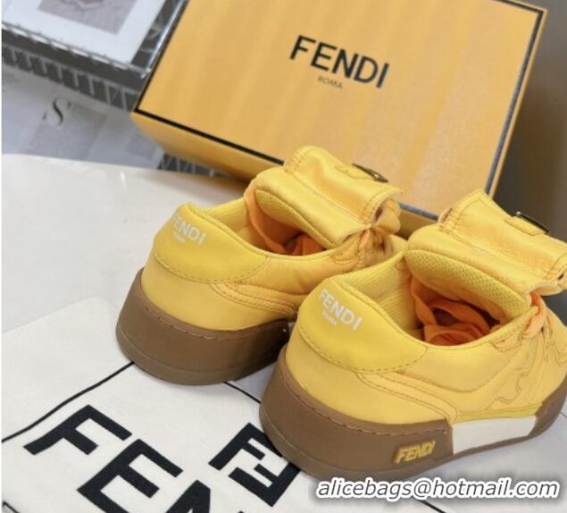 Stylish Fendi Match Low Top Sneakers with Pocket in Yellow Nylon 122849