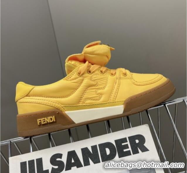 Stylish Fendi Match Low Top Sneakers with Pocket in Yellow Nylon 122849