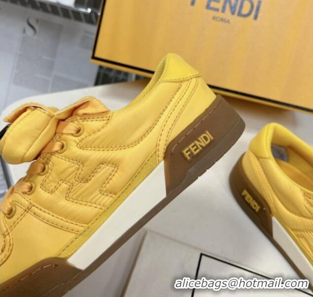 Stylish Fendi Match Low Top Sneakers with Pocket in Yellow Nylon 122849