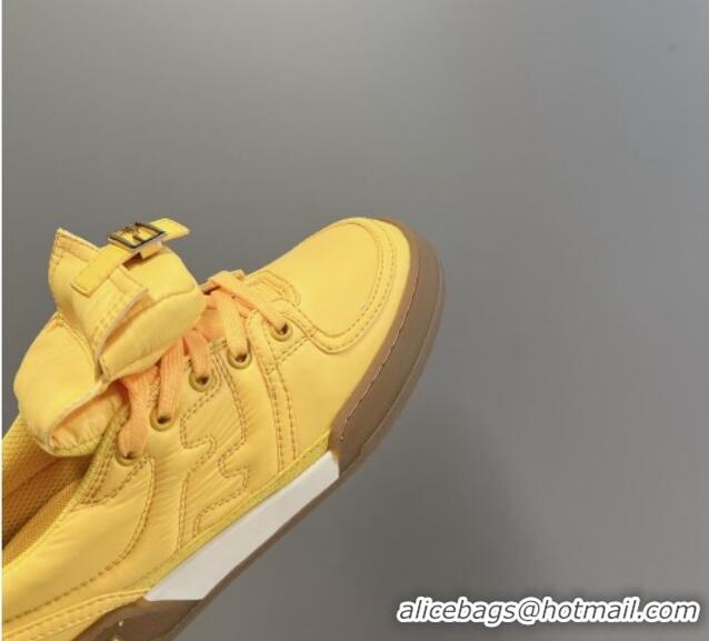 Stylish Fendi Match Low Top Sneakers with Pocket in Yellow Nylon 122849