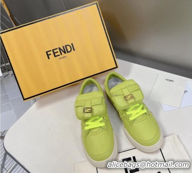 Perfect Fendi Match Low Top Sneakers with Pocket in Acid Green Nylon 122850