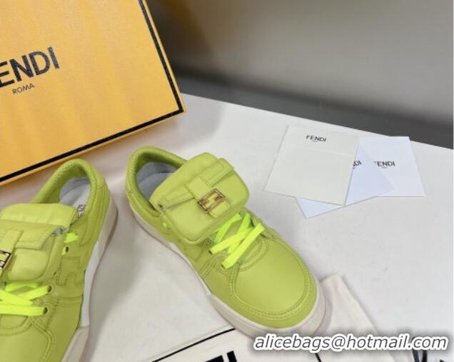 Perfect Fendi Match Low Top Sneakers with Pocket in Acid Green Nylon 122850