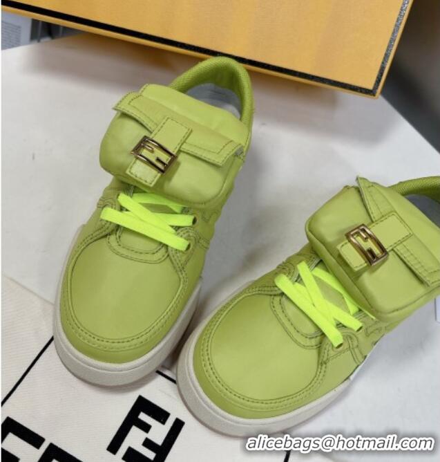 Perfect Fendi Match Low Top Sneakers with Pocket in Acid Green Nylon 122850