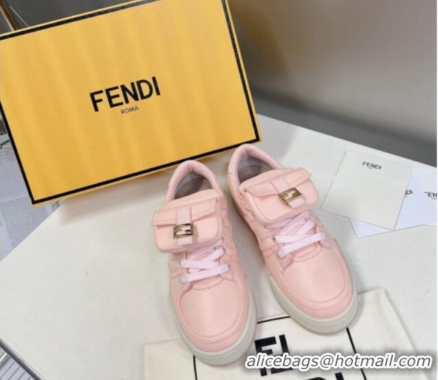 Good Looking Fendi Match Low Top Sneakers with Pocket in Light Pink Nylon 122852