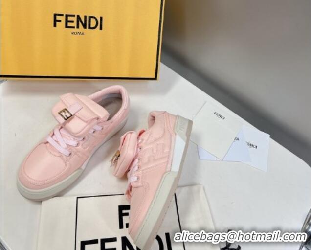 Good Looking Fendi Match Low Top Sneakers with Pocket in Light Pink Nylon 122852