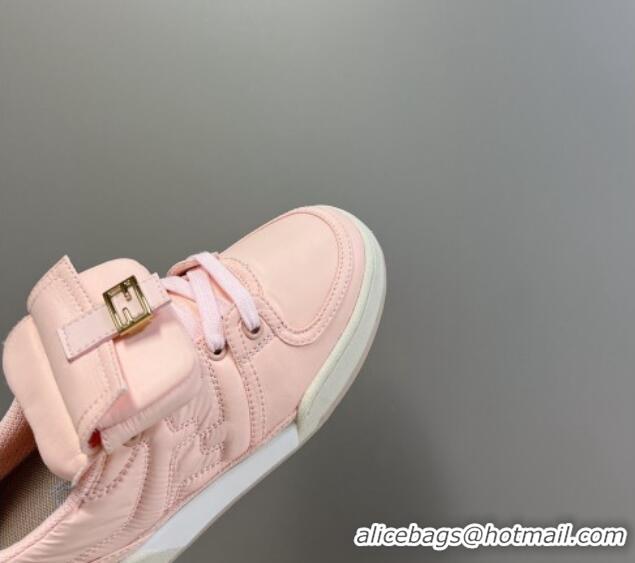 Good Looking Fendi Match Low Top Sneakers with Pocket in Light Pink Nylon 122852