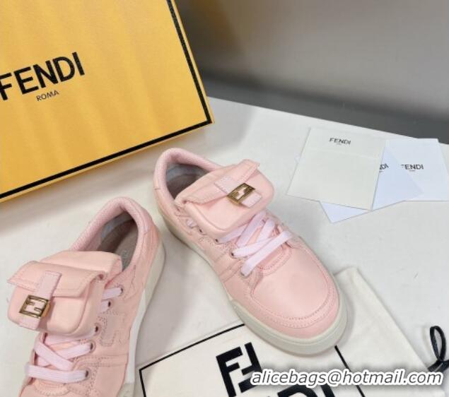 Good Looking Fendi Match Low Top Sneakers with Pocket in Light Pink Nylon 122852