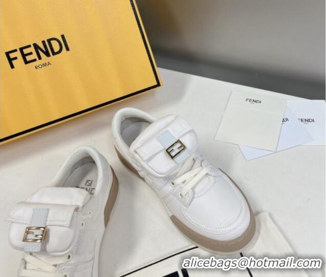 Top Design Fendi Match Low Top Sneakers with Pocket in White Nylon 122853