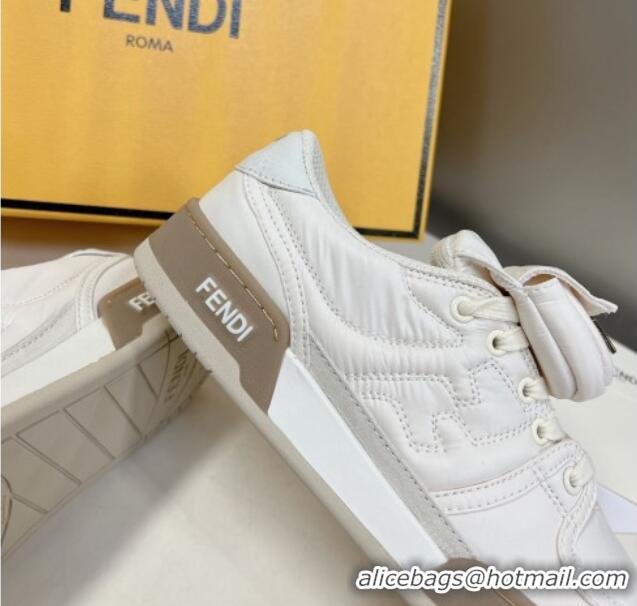 Top Design Fendi Match Low Top Sneakers with Pocket in White Nylon 122853