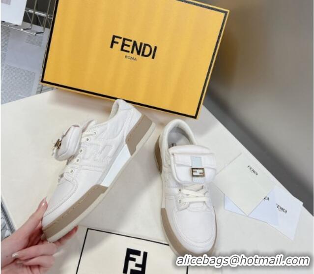 Top Design Fendi Match Low Top Sneakers with Pocket in White Nylon 122853