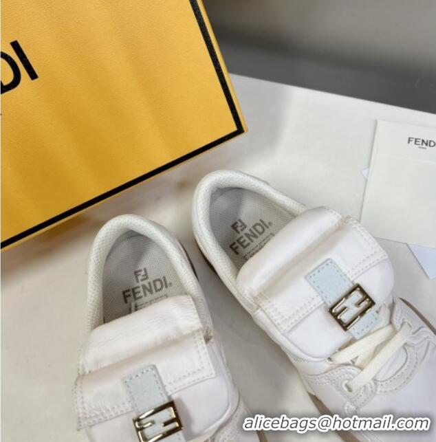 Top Design Fendi Match Low Top Sneakers with Pocket in White Nylon 122853