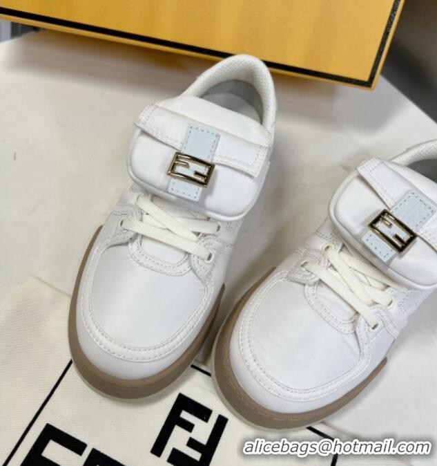 Top Design Fendi Match Low Top Sneakers with Pocket in White Nylon 122853