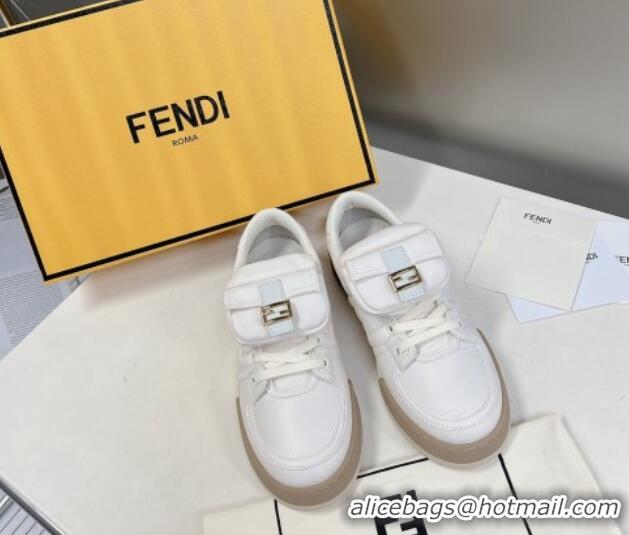 Top Design Fendi Match Low Top Sneakers with Pocket in White Nylon 122853