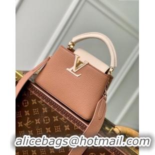 Promotional Louis Vuitton Capucines Mini Bag in Taurillon Calfskin M21045 Brown/Beige 2023