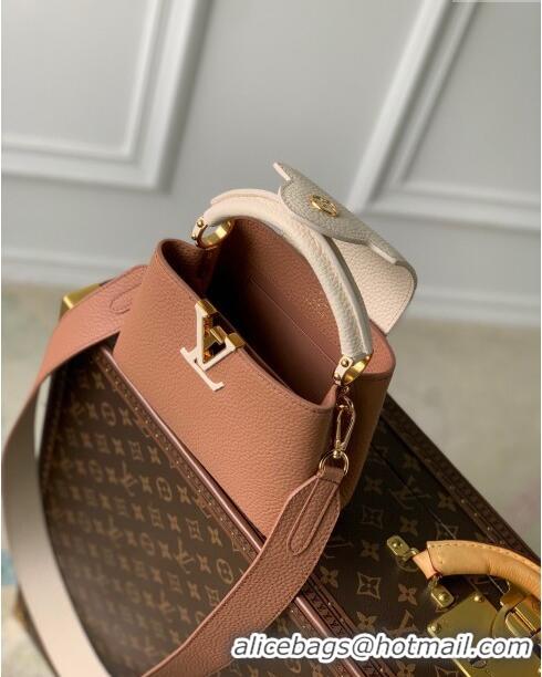 Promotional Louis Vuitton Capucines Mini Bag in Taurillon Calfskin M21045 Brown/Beige 2023