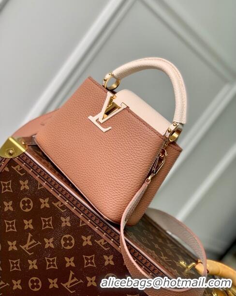 Promotional Louis Vuitton Capucines Mini Bag in Taurillon Calfskin M21045 Brown/Beige 2023