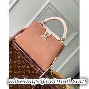 Promotional Louis Vuitton Capucines BB Bag in Taurillon Calfskin M21045 Brown/Beige 2023