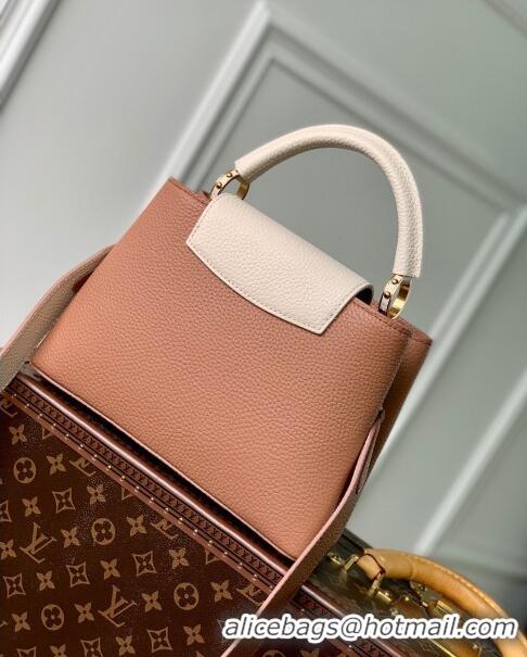 Promotional Louis Vuitton Capucines BB Bag in Taurillon Calfskin M21045 Brown/Beige 2023