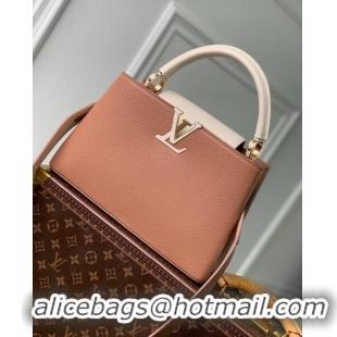 Reasonable Price Louis Vuitton Capucines MM Bag in Taurillon Calfskin M21045 Brown/Beige 2023