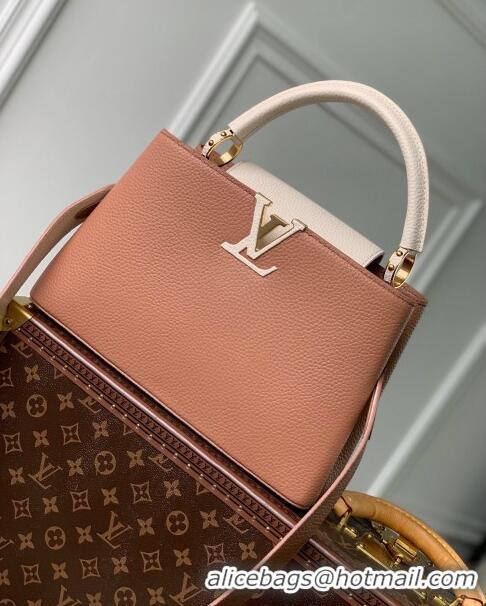 Reasonable Price Louis Vuitton Capucines MM Bag in Taurillon Calfskin M21045 Brown/Beige 2023