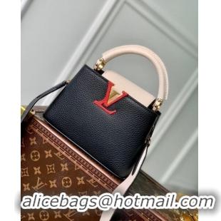 Well Crafted Louis Vuitton Capucines Mini Bag in Taurillon Calfskin M21043 Black/Beige 2023