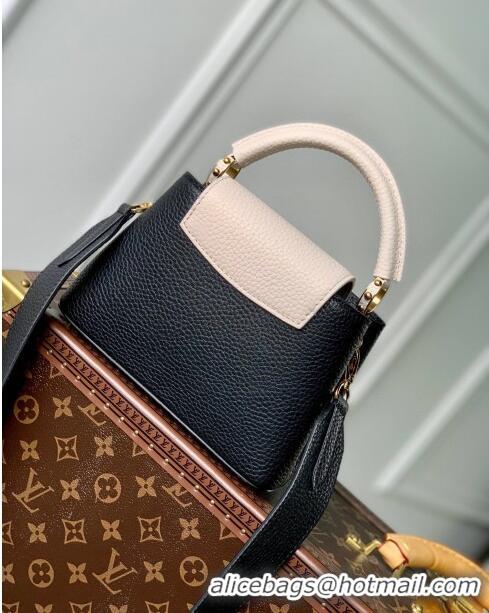 Well Crafted Louis Vuitton Capucines Mini Bag in Taurillon Calfskin M21043 Black/Beige 2023