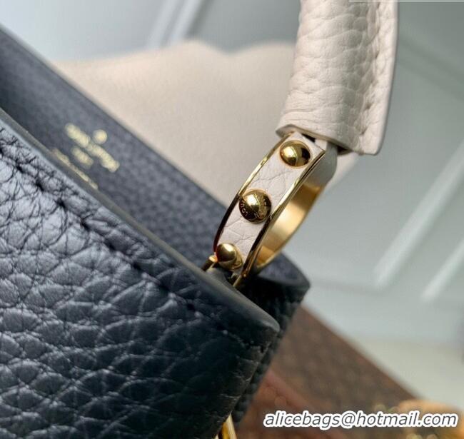 Well Crafted Louis Vuitton Capucines Mini Bag in Taurillon Calfskin M21043 Black/Beige 2023