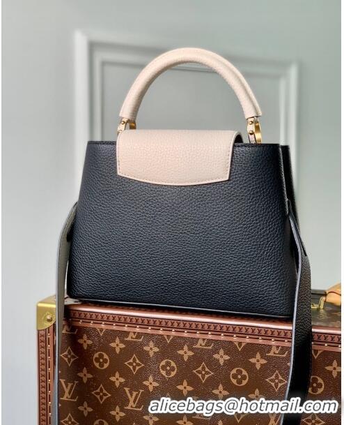 Famous Brand Louis Vuitton Capucines BB Bag in Taurillon Calfskin M21043 Black/Beige 2023