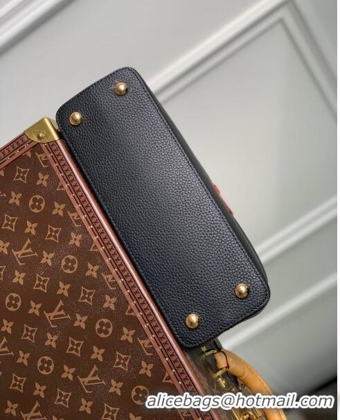 Top Quality Louis Vuitton Capucines MM Bag in Taurillon Calfskin M21043 Black/Beige 2023