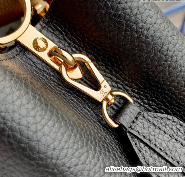 Top Quality Louis Vuitton Capucines MM Bag in Taurillon Calfskin M21043 Black/Beige 2023