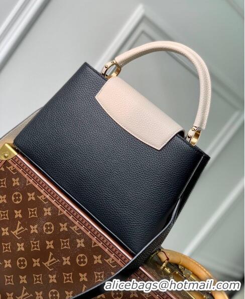 Top Quality Louis Vuitton Capucines MM Bag in Taurillon Calfskin M21043 Black/Beige 2023