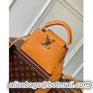 Well Crafted Louis Vuitton Capucines Mini Bag in Taurillon Calfskin M21168 Yellow/Beige 2023