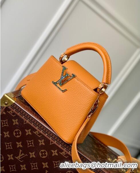 Well Crafted Louis Vuitton Capucines Mini Bag in Taurillon Calfskin M21168 Yellow/Beige 2023