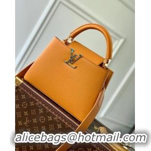 Reasonable Price Louis Vuitton Capucines BB Bag in Taurillon Calfskin M21168 Yellow/Beige 2023